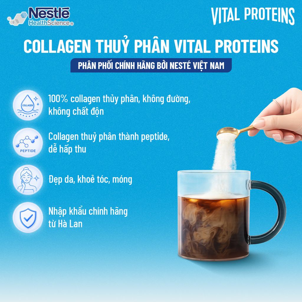 Bộ 2 Collagen Thủy Phân Dạng Bột NESTLÉ VITAL PROTEINS Mỹ Hỗ Trợ Làm Đẹp Da,Móng,Tóc 284G
