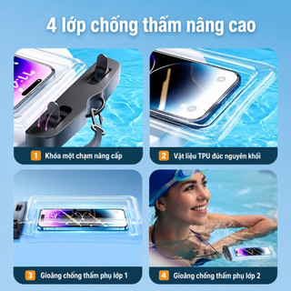 Túi chống nước IPX8 có túi khí, cảm ứng nhạy, chụp ảnh dưới nước, dây đeo tháo rời, dùng cho điện thoại dưới 7 inch