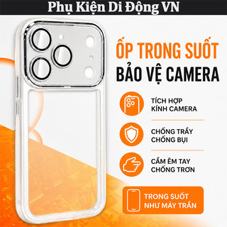 Ốp lưng iPhone trong suốt chống sốc kèm kính camera chống ố vàng cho iPhone 17 Air 16 15 14 13 12 11 Pro Max XS XR 7P 8P