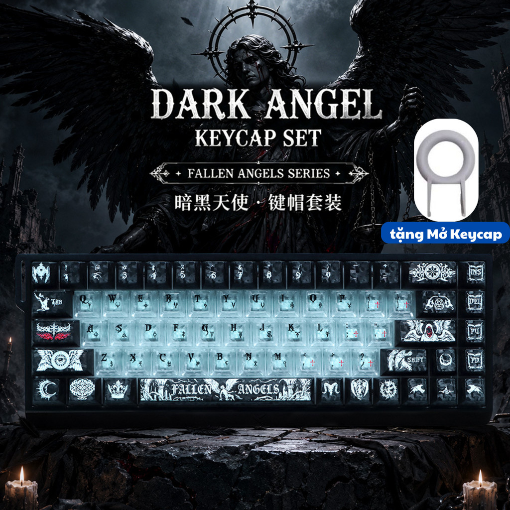 [Ship Nhanh] Keycap Dark Angel Carbon Xuyên Led - Dành cho Bàn phím cơ , Bàn phím He - Keycap Trong suốt - 136 Phím | BigBuy360 - bigbuy360.vn