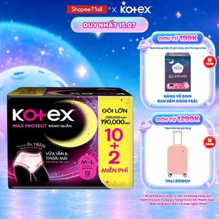 Combo 2/Băng Vệ Sinh Dạng Quần Kotex Ban Đêm Cỡ M/L (10+2) Miếng/Gói