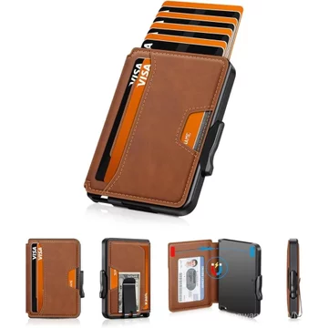 Ví SEMORID dành cho nam, Ví nam Ví mỏng tối giản, Ví bật lên thông minh chặn RFID có kẹp tiền & cửa sổ ID, Ví nhỏ gọn bằng kim loại, Ví đựng thẻ tín dụng bằng nhôm