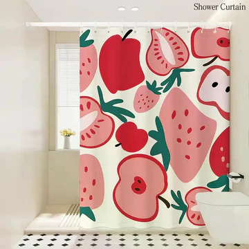 Hình minh họa trái cây Rèm tắm không đục lỗ Phòng tắm sáng tạo Rèm cửa ngăn chống nước Rèm cửa nhà vệ sinh