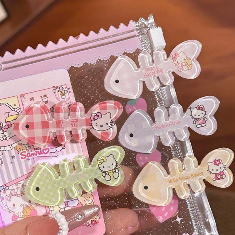 Dễ Thương Xương Cá Kitty Tóc Mùa Hè Rõ Ràng Cá Cô Gái Đa Năng Hoạt Hình Nổ Kẹp Mũ Đội Đầu