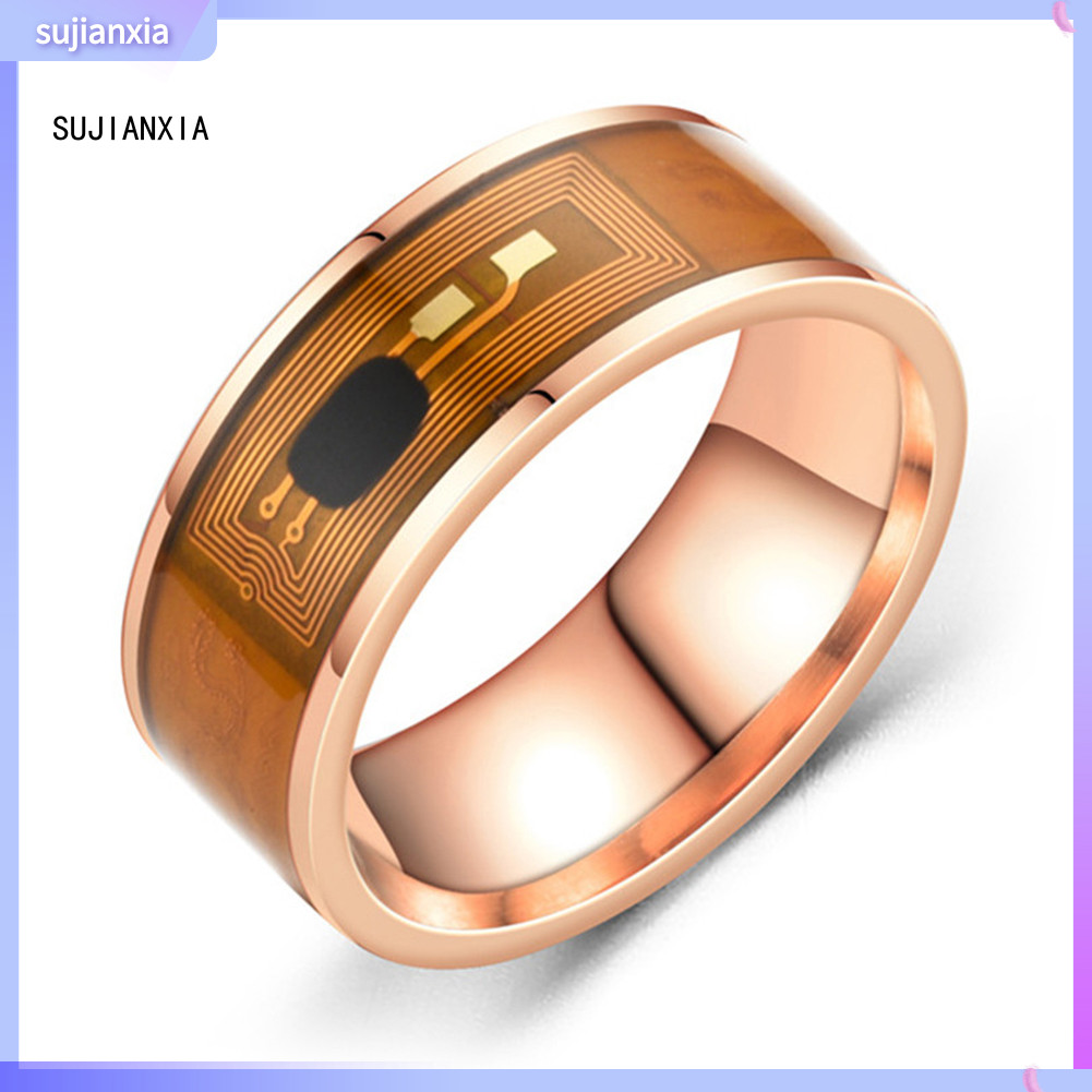Sujianxia| Chip điện thoại bằng thép không gỉ NFC Drip Oil Dual Dragon Pattern Smart Ring