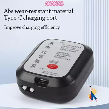 Máy bơm không khí bể cá ANANAS, Máy bơm oxy 2 lỗ cỡ nhỏ, Máy tạo oxy nhỏ USB có độ ồn thấp siêu im lặng cho bể cá