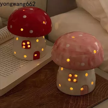 Đèn ngủ nấm NORYX, Đèn trang trí bàn Đèn ngủ đầu giường Bắc Âu Đèn ngủ ngủ LED dễ thương Bảo vệ mắt bằng gốm Đèn ngủ trái tim cô gái
