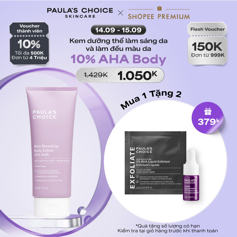 Kem dưỡng thể làm sáng da và làm đều màu da Paula's Choice Skin Revealing Body Lotion 10% AHA 210ml 5900