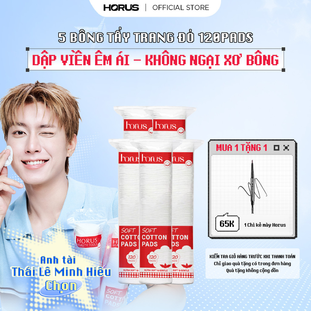 Combo 5 gói Bông tẩy trang Horus Soft Cotton Pads 120 miếng