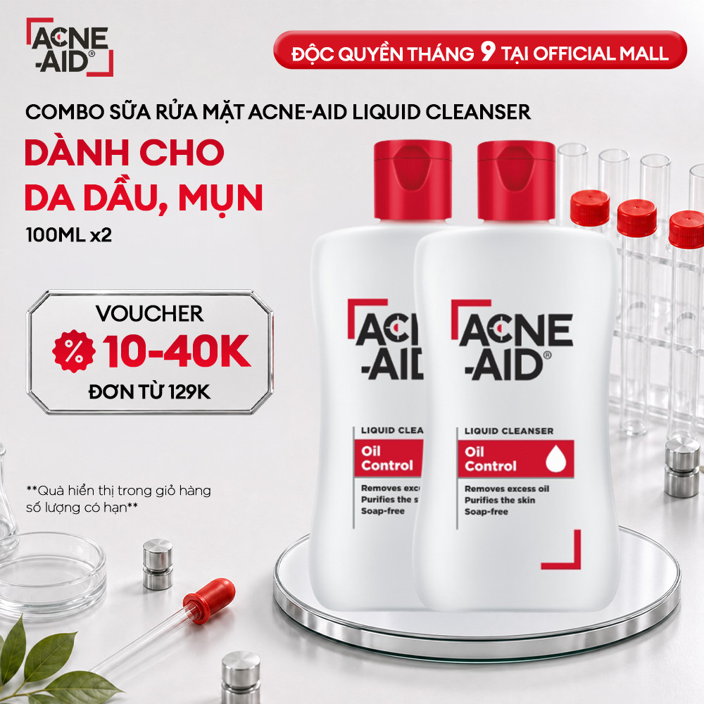 Combo 2 sữa rửa mặt Acne-Aid Liquid - Giảm nhờn, ngừa mụn (100ml x2)