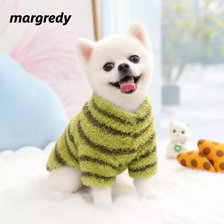 Áo khoác đi bộ đường dài cho chó MARGREDY, Quần áo ấm cho chó sọc chống gió, Bộ đồ liền thân cho chó mềm mại thời trang mùa đông cho chó mèo