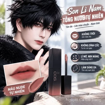 Son kem nam cosplay màu nude tự nhiên không trôi không dính ly lì mờ tôn da son bùn nam giới bán chạy
