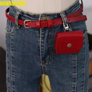 Women's Korean-Style PU Leather Belt Bag – Red