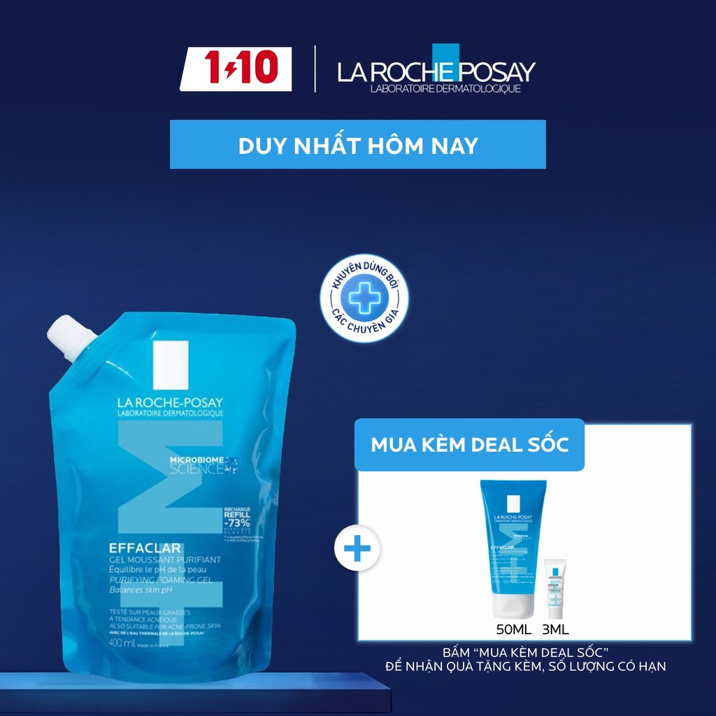 [ĐỘC QUYỀN ONLINE] Gel rửa mặt cho da dầu mụn nhạy cảm Effaclar Foaming Gel 400ml (Túi refill)