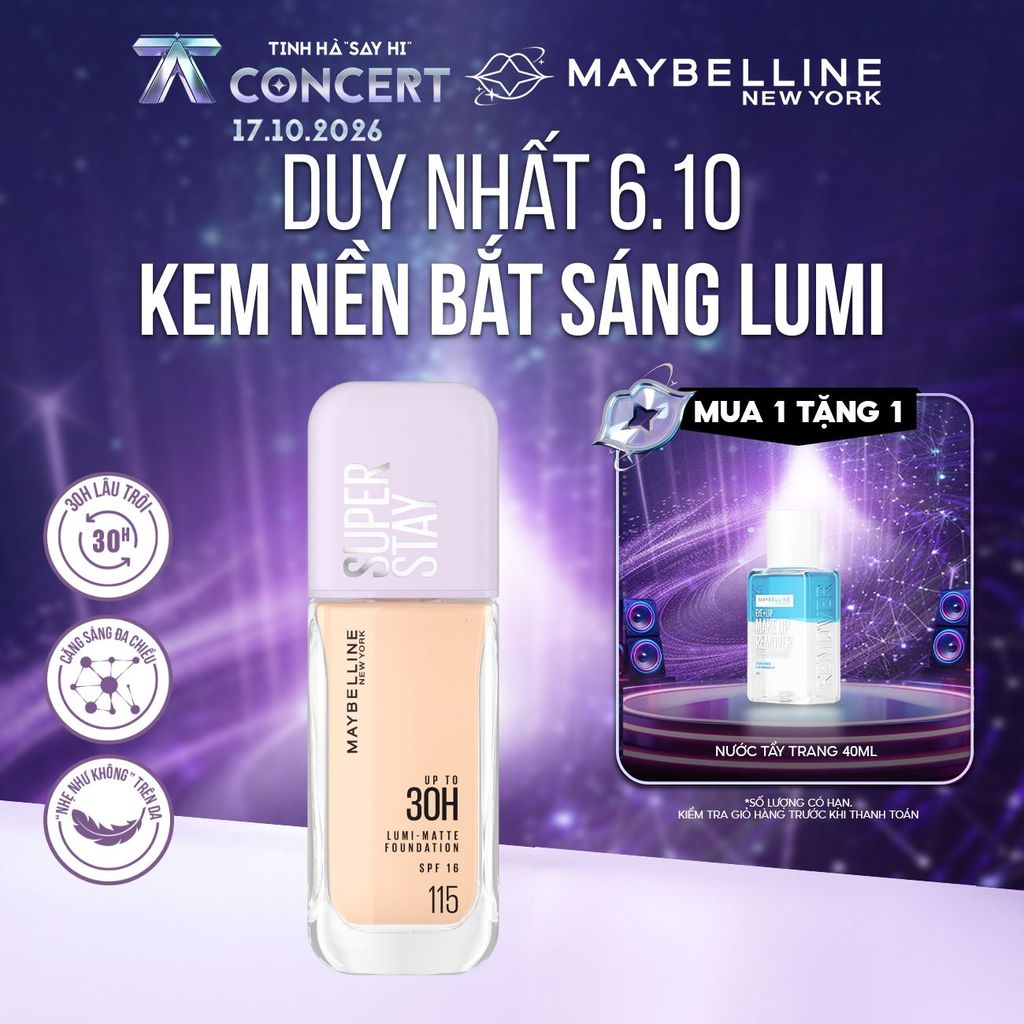 Kem nền bắt sáng Superstay Lumi Matte 30H che phủ siêu nhẹ mặt Maybelline New York 35ml [MỚI]