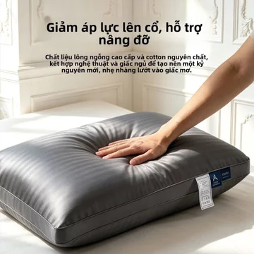 Gối ngủ sâu lông ngỗng trắng 95% khách sạn 5 sao, gối chống đau cổ hỗ trợ giấc ngủ, bộ đôi phòng ngủ