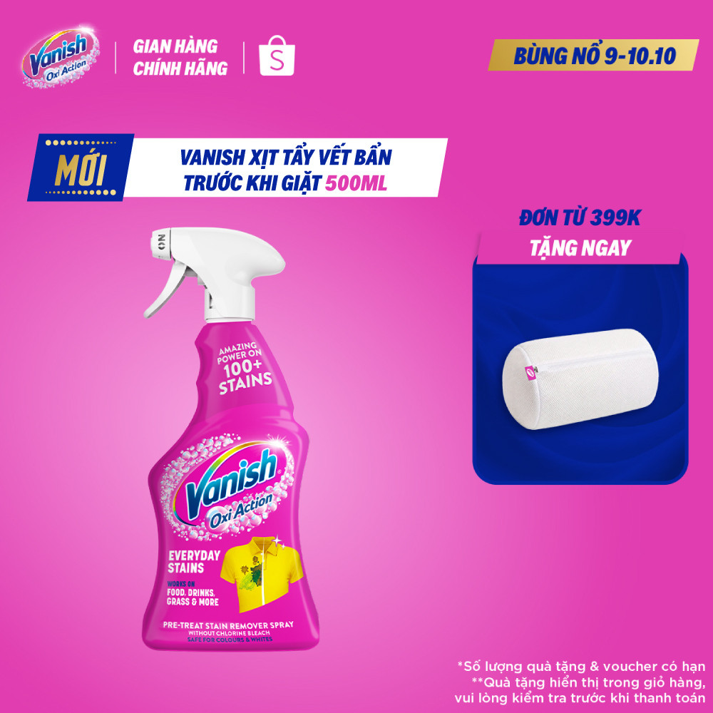 Xịt Tẩy Vết Bẩn Trước Khi Giặt Vanish Oxi Action Everyday Stains 500ml