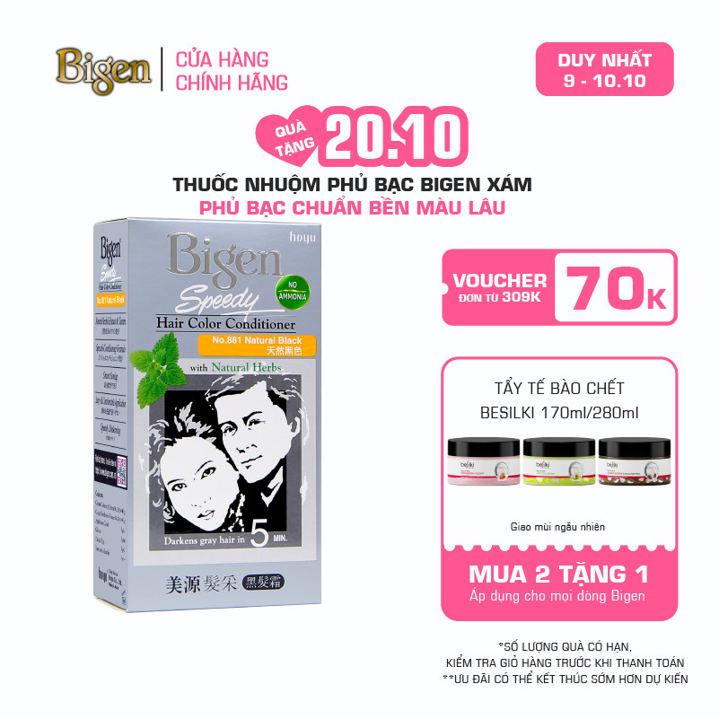 Thuốc Nhuộm Tóc Phủ Bạc Tại Nhà Bigen Xám - Phủ Bạc Thảo Dược, Dưỡng Tóc Mềm Mượt 80ml