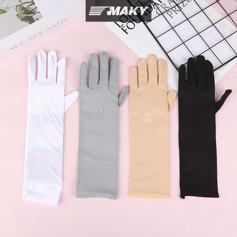 Newwellknownepic 1 Cặp Găng Tay Lái Xe Co Giãn Nữ Chống Tia UV Giữa Dài Găng Tay Thoáng Khí Cho Mùa Xuân Mùa Hè Găng Tay Mỏng VN