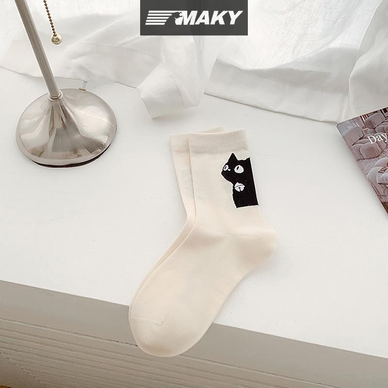 Newwellknownepic Hoạt Hình Màu Sắc Dễ Thương Phù Hợp Với Tất Cotton Polyester Giữa Ống Tất Thoáng Khí Hấp Thụ Mồ Hôi Thể Thao Tất Ngọt Ngào Học Sinh VN