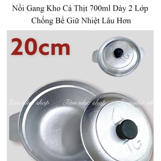 Nồi Gang Kho Cá Thịt 700ml Dày 2 Lớp Chống Bể Giữ Nhiệt Lâu Hơn