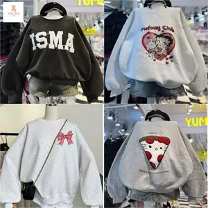 Áo sweater mùa đông cổ tròn nỉ dài tay ấm áp, đẹp với họa tiết nơ in ngực nam nữ-quanaothubio
