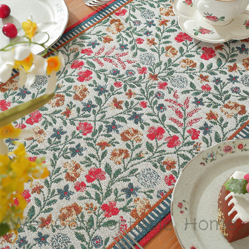 Hoa Bàn Chạy Polyester Cotton Trang Trí Bàn Khăn Dày Bàn Vải
