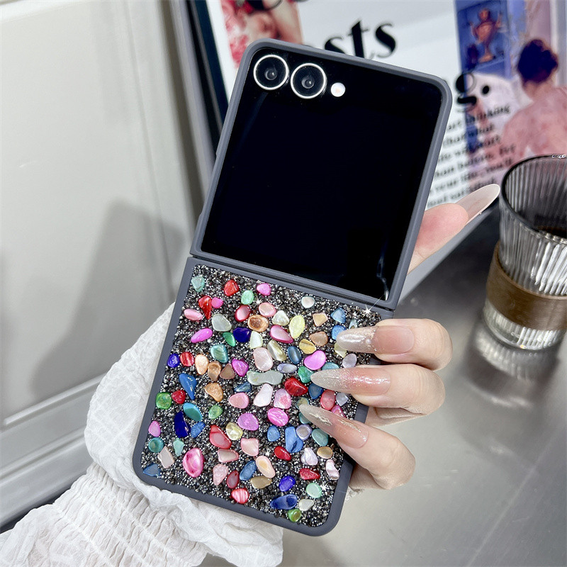 Ốp Kim Cương Lấp Lánh Sang Trọng Samsung Galaxy Z Flip 7 Flip 6 Z Flip 5 Flip 4 Flip 3 Họa Tiết Kim Cương Giả Nhiều Màu Sắc Ốp điện thoại Chống Sốc