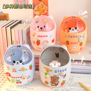 Thùng rác mini gấu để bàn học sinh, lưu trữ văn phòng