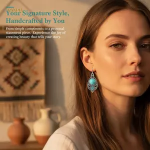 PNPIA- Dân Tộc Vintage Bohemian Đá Thiết Lập Trang Sức Quyến Rũ Không Gây Dị Ứng Nữ Bông Tai Nelaces Cho Phụ Kiện Du Lịch