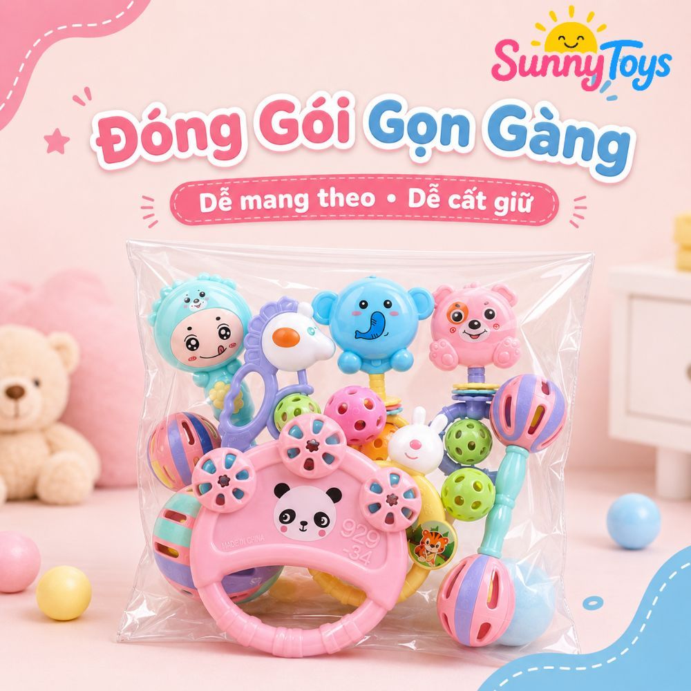 Bộ Lục Lạc Cầm Tay SunnyToys 7 Món - Xúc Xắc Âm Thanh Cho Bé Tập Cầm Nắm