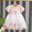 Bé Gái Ngọt Ngào Ngọc Trai Trái Tim Tulle Đầm Tay Phồng Nơ Eo Chắp Vá Lưới Váy Trẻ Em Trang Phục Mùa Hè
