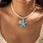PNPIA- Boho Nhựa Lớn Sao Biển Mặt Dây Chuyền Choker Nelace Cho Nữ Hợp Thời Trang Nhiều Lớp Dây Xích Mùa Hè Đi Biển Kỳ Nghỉ Trang Sức Quà Tặng
