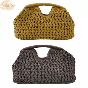 Túi xách nữ NKSFX, Túi ly hợp dệt sang trọng kết cấu đơn giản, Túi xách đi biển bằng rơm dung tích lớn thanh lịch Ví đi biển kỳ nghỉ bên bờ biển