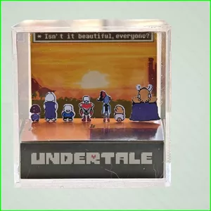 PS1 Undertale Sunset Diorama Cube Nhân Vật Hành Động Pixel Peace Acrylic Trang Trí Quạt Bàn Sưu Tập SP1