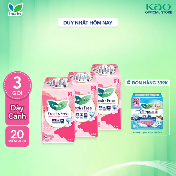 Combo 3 Băng vệ sinh Laurier Fresh & Free Siêu Mỏng