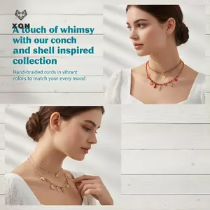 Dây chuyền dây chuyền dệt ren phong cách đại dương cổ điển dành cho nữ Trang sức độc đáo cho sự kiện mùa hè đi biển 2024 [Mina]