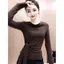 Áo thun dài tay cổ tròn mùa thu 2026 dành cho nữ phong cách phương Tây Giảm tuổi Slim-Fit Slim-Fit Slimmer Look Everyday Casual All-Match Base Top