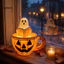 Linh hồn| Đèn ngủ màu cam ấm áp, Đèn ngủ Halloween với thiết kế bí ngô ma, Đèn nhựa bền để trang trí máy tính để bàn và tâm trạng tiệc lễ hội