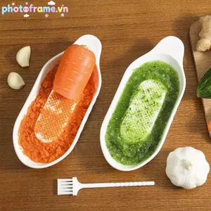 Khung Ảnh Trắng Phong Cách Đơn Giản Gốm Gừng Dụng Cụ Xay Cầm Tay Máy Xay Tỏi Cà Rốt Di Động Gừng Mài Dụng Cụ Nhà Bếp Có Bàn Chải VN