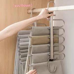 Móc treo quần ma thuật gấp 5 / 9 lớp bằng thép không gỉ Tiết kiệm không gian Quần áo Ra Sắp xếp cho tủ quần jean Khăn quàng cổ