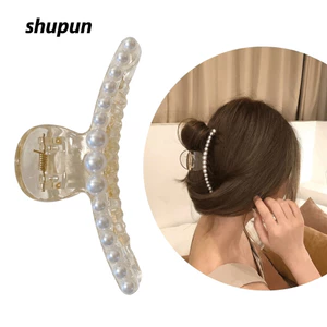 SHUPUN Vuốt Tóc, Cong Hàm Lò Xo Bản Lề Tóc Vuốt Kẹp, Trang Trí Thanh Lịch Kích Thước Lớn Cá Mập Bóng Kẹp Nữ Cô Gái