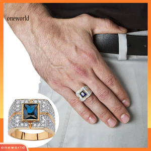 Một thế giới| Thời Trang Nam Vuông Giả Sapphire Kim Cương Giả Nhẫn Dự Tiệc Câu Lạc Bộ Trang Sức