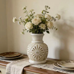 Pháp Vintage Crackle Glaze Bình Gốm Họa Tiết Hoa Nổi Thiết Kế Phòng Khách Tủ Tivi Trang Trí Nhà Sang Trọng Hoa Trang Trí Bình Hoa Hiện Đại Mộc Mạc Bàn Trung Tâm