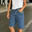 MAPLEPOET-Nữ Rời Phù Hợp Với Quần Short Denim Zip Bay Có Nút Đóng Chiều Dài Đầu Gối Quần Short Bermuda Để Mặc Hàng Ngày