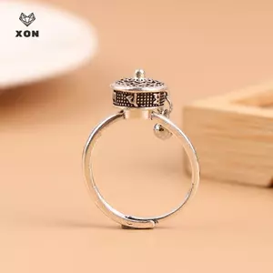 Nhẫn Bánh Xe Cầu Nguyện Good Lu Luân Xa Nhẫn Hoa Sen Mở Nhẫn Xoay Có Thể Điều Chỉnh Quà Tặng [Mina]