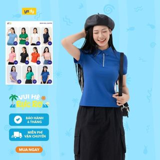 Áo polo thể thao nữ YODY in chữ vải airycool thoáng mát tức thì, thấm hút, co giãn tốt SAN7096