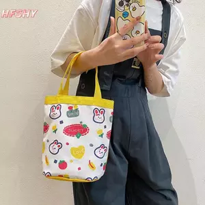 HFSHY Di Động Họa Tiết Động Vật Dễ Thương Graffiti Buet Túi In In Hình Trụ Túi Vải Bento Túi Cầm Tay Hộp Cơm Trưa Túi VN