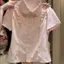Mùa hè 2026 Áo sơ mi cổ búp bê màu hồng phong cách Hàn Quốc Filigreek Eo hẹp Giảm tuổi Sweet Niche Slim-fit Slimmer Look All-match Short Top Women