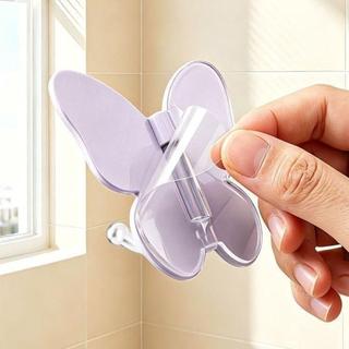 SENRTY 4 Móc Treo Tường Bướm Xoay, Móc Ba Bướm Trang Trí Treo Tường, Tiết Kiệm Không Gian Sáng Tạo Móc Góc Nhựa Tự Dính Phòng Tắm